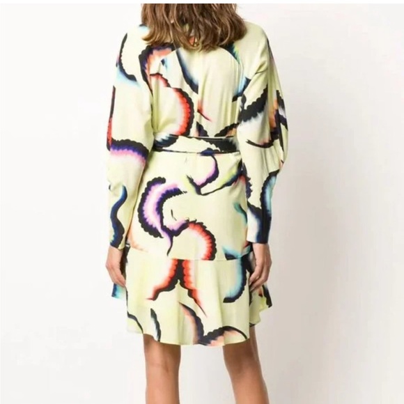 A.L.C. Enzo Printed Flounce Wrap Mini Dress Silk 6 - Picture 5 of 12